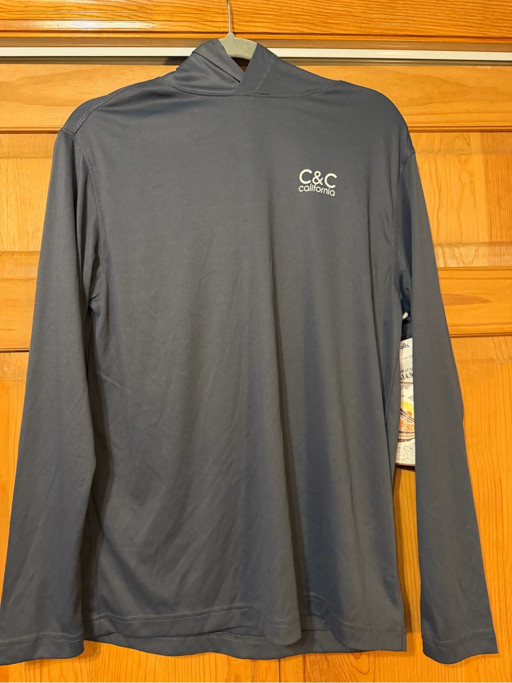 C&C California Men's Long Sleeve Hooded Tee in Slate Blue